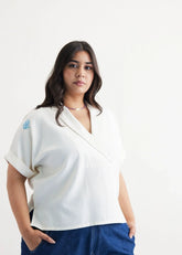 Free As The Ocean Handwoven Twill Off-White Top